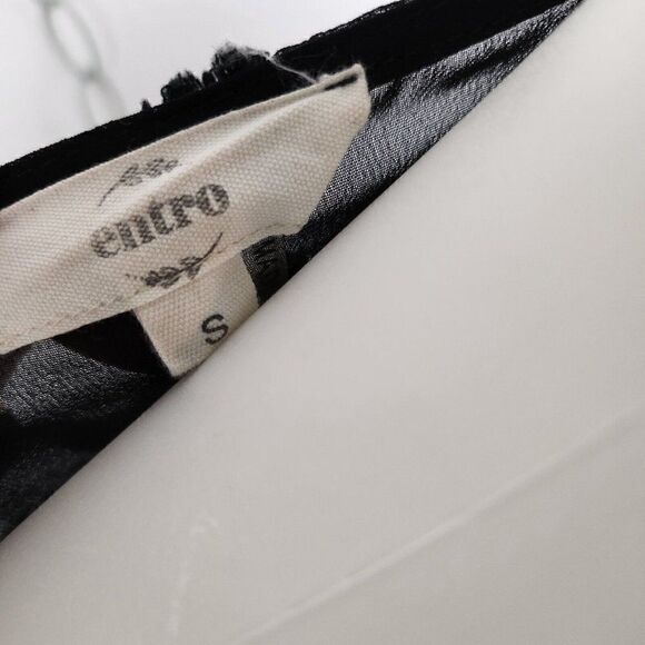 Anthropologie Entro Black Sheer Flocked Peasant Swing Top Womens S - Picture 5 of 5